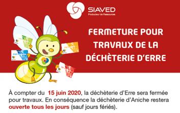 Fermeture de la déchèterie d'Eree le 15 juin 2020