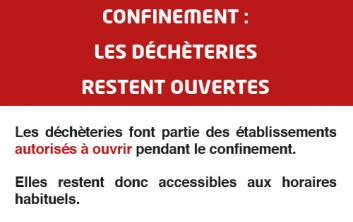 Déchèteries du SIAVED ouvertes pendant le confinement