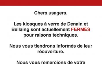 Fermeture temporaire des kiosques à verre depuis le jeudi 13/01/22